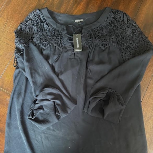 NEW Black Express Blouse XS/TP - Lace Detailing - Picture 6 of 7